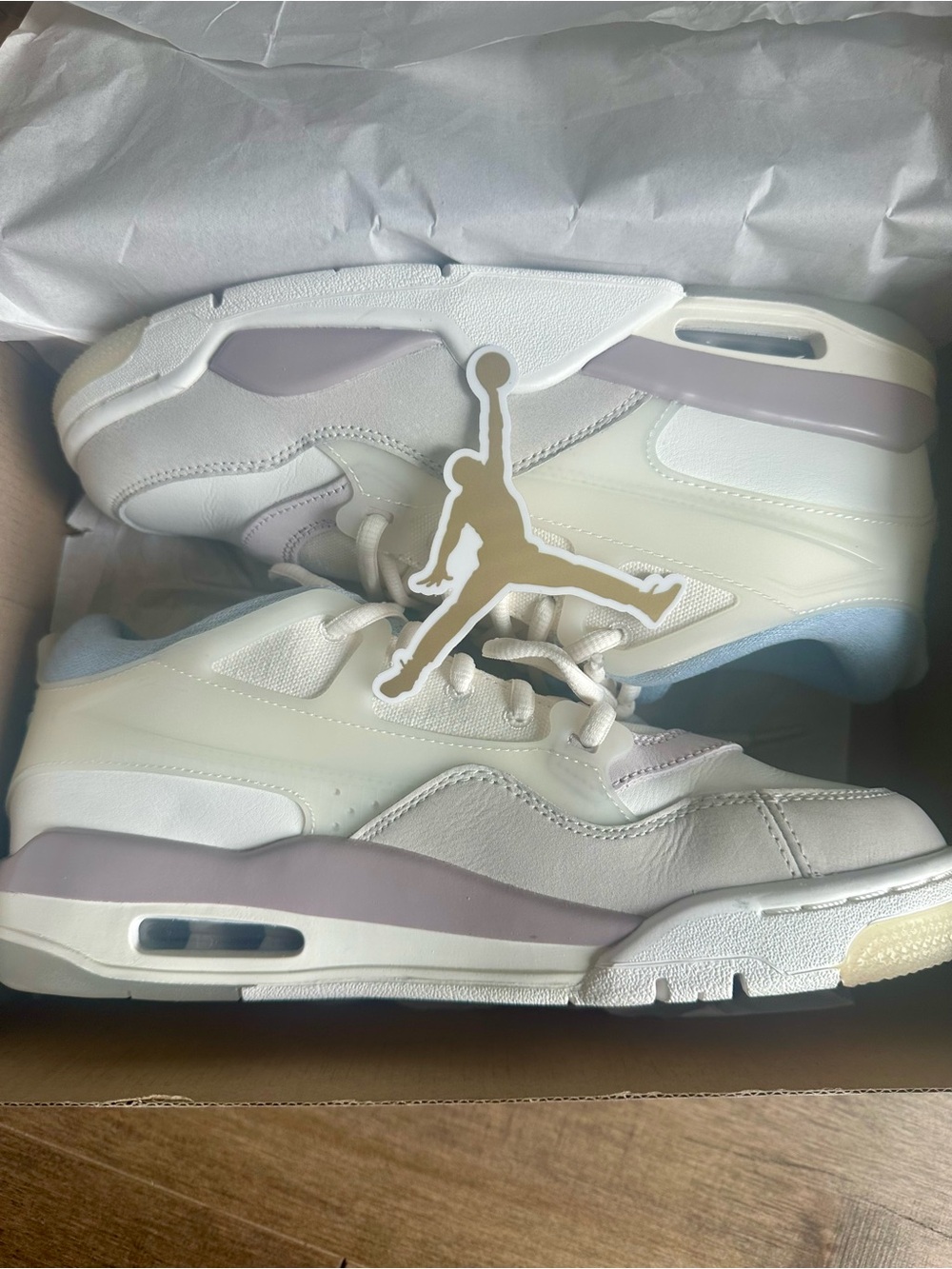 Jordan Flight Origin 4 White Gray Purple Leather Mid Top Sneakers 7Y / women’s 8